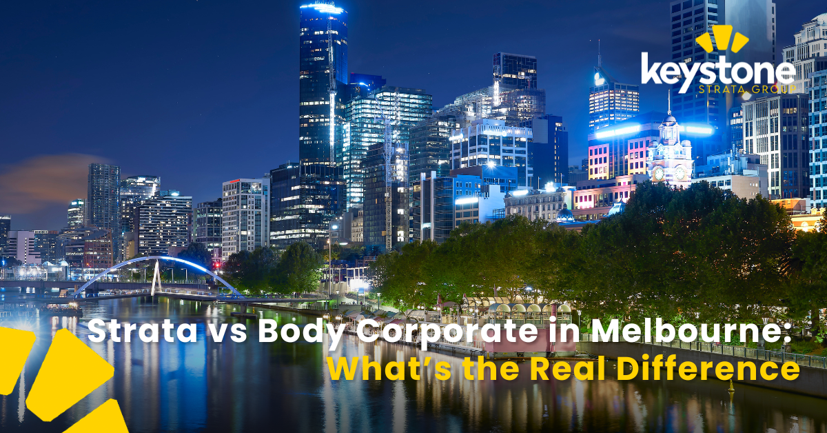 Diagram comparing strata and body corporate structures in Melbourne, highlighting key differences.