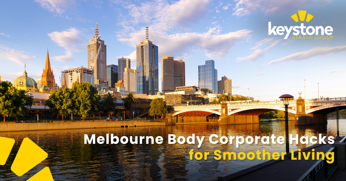 Infographic outlining key tips for effective body corporate management in Melbourne.